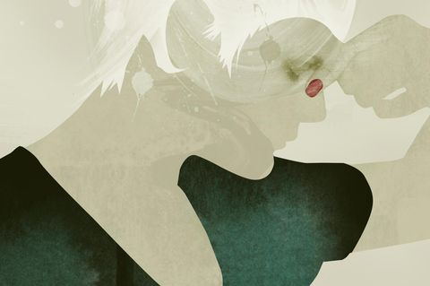 Illustration einer Frau mit Kopfschmerz