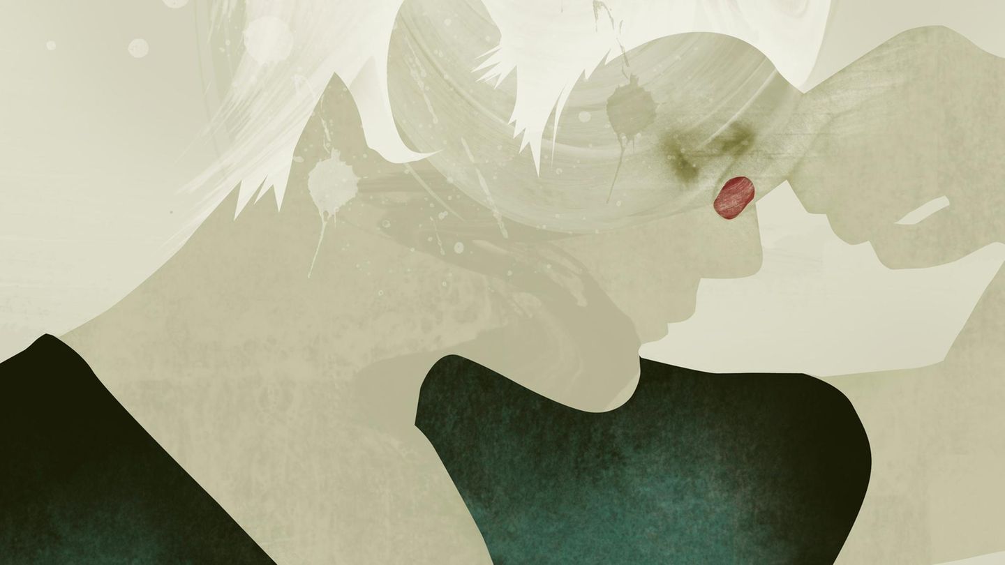 Illustration einer Frau mit Kopfschmerz