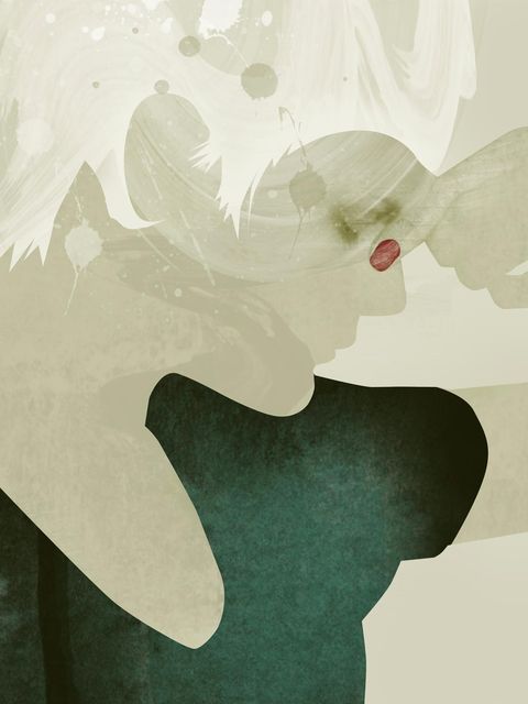 Illustration einer Frau mit Kopfschmerz