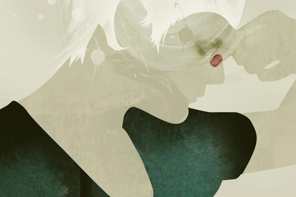 Illustration einer Frau mit Kopfschmerz 1.0723