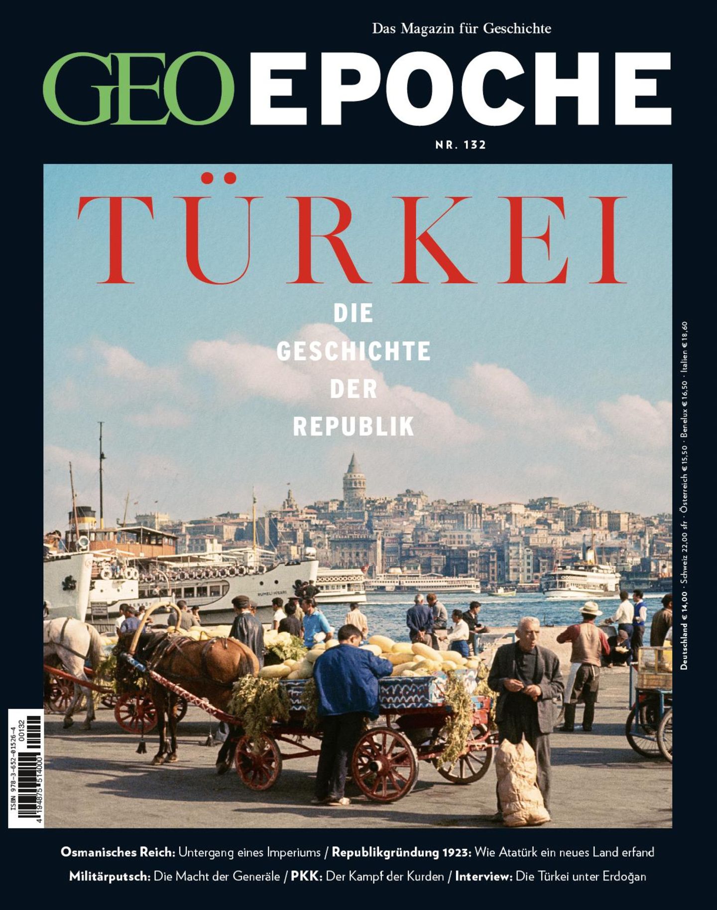 Türkei: Die Geschichte der Republik Auf den Trümmern des Osmanischen Reiches errichtet Mustafa Kemal ab 1923 die moderne Türkei – oder besser: Er erfindet sie. Mit Reformen, die alle Lebensbereiche umwälzen, schmiedet der Staatsmann, der sich später Atatürk ("Vater der Türken") nennt, die junge Republik nach dem Vorbild westlicher Nationen. Und prägt damit ein Land, das von Beginn an zerrissen ist zwischen alten Traditionen und neuen Ideen, Freiheit und Fundamentalismus, Demokratie und Despotie. Die Gegner des Republikgründers sind heute so stark wie nie. An ihrer Spitze steht der autoritär regierende Präsident Recep Tayyip Erdoğan, der offen von osmanischer Größe träumt – und die Nation vollends zu spalten droht. Die Geschichte der modernen Türkei. Jetzt überall, wo es gute Zeitschriften gibt, etwa im GEO Shop