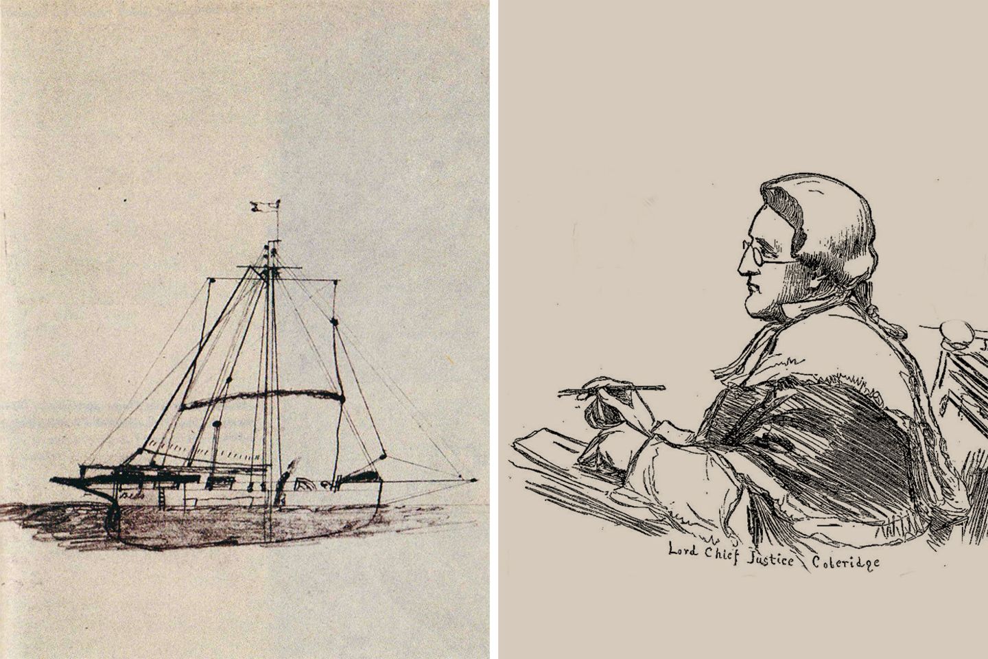 Zeichnung der Mignonette und des Richters Lord Coleridge