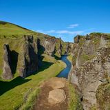 Fluss, Sommer, Fjadrargljufur Canyon, Kirkjubaejarklaustur, Suðurnes, Sudurland, Island