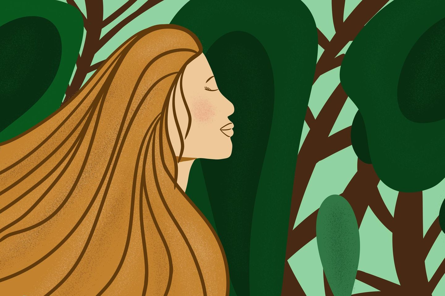 Illustration einer Frau im Wald
