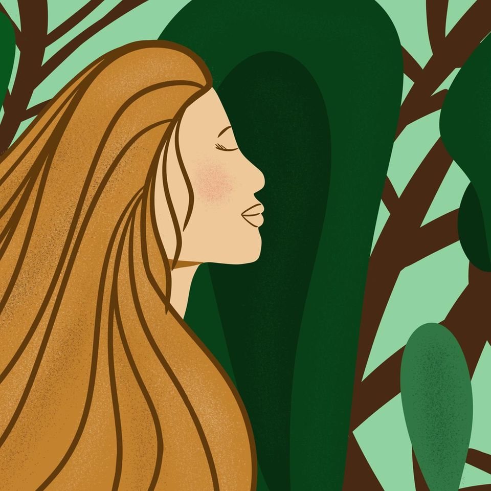 Illustration einer Frau im Wald