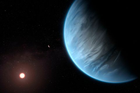 Illustration des Exoplaneten K2-18b: eine Ozeanwelt voller Leben?