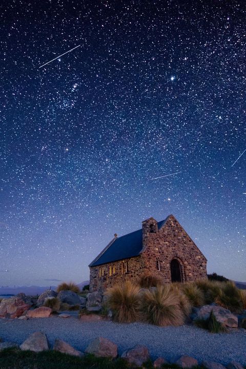 Good Shepherd's Chapel, Lake Tekapo mit Sternenhimmel
