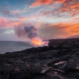 Lava meets the Ocean     hawaii; ocean; vapor; natural