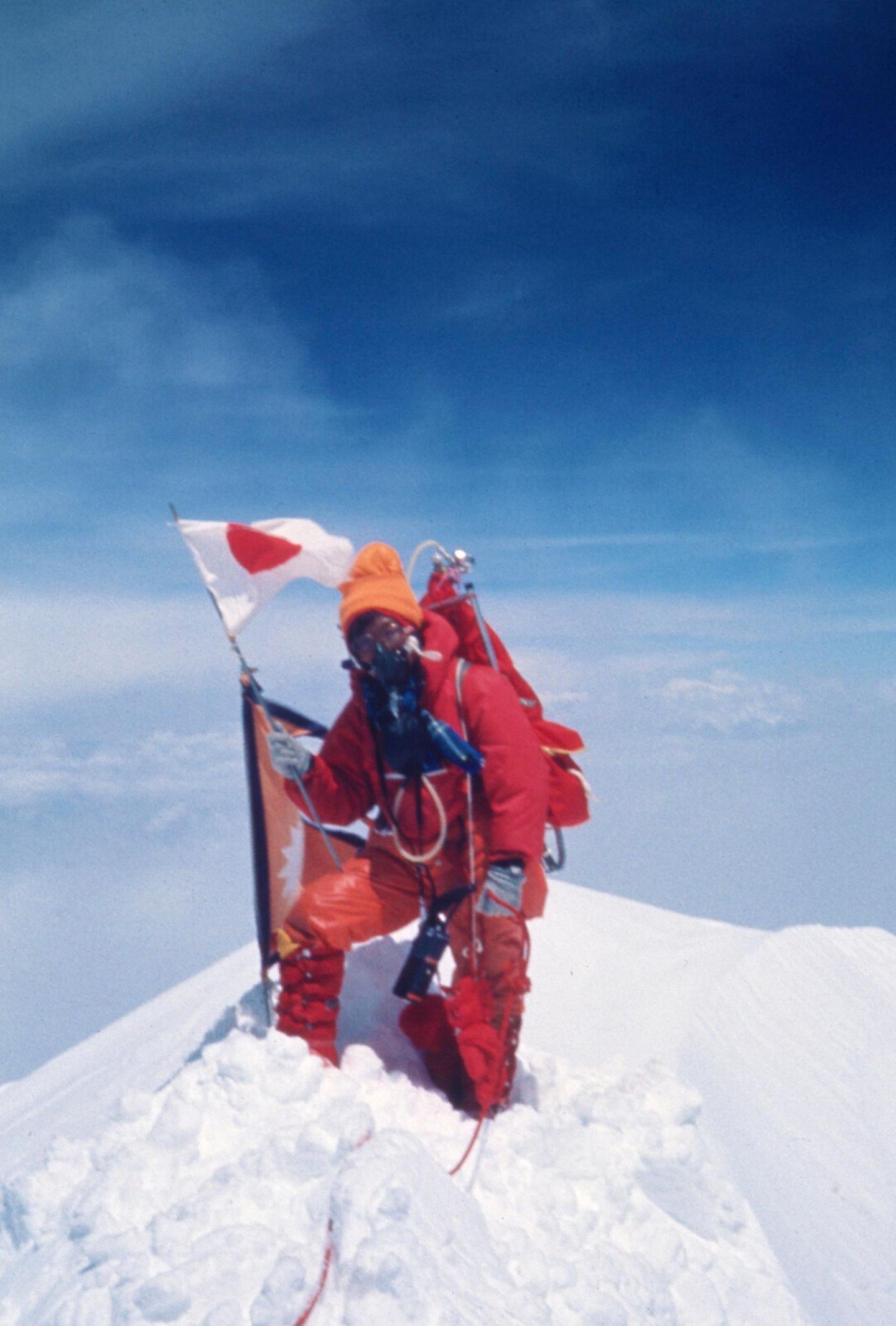 Junko Tabei auf dem Gipfel des Mount Everest
