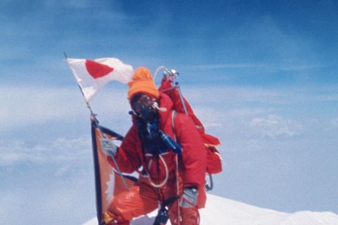 Junko Tabei auf dem Gipfel des Mount Everest