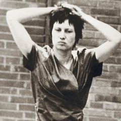Inhaftierte RAF-Täterin Ulrike Meinhof; vor ihrem Prozess, 1975