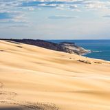 France, Nouvelle-Aquitaine, Pyla sur Mer, Panoramic view of Dune of Pilat