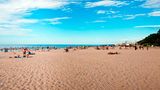 Sunny day on the beach in Jurmala city, Latvia