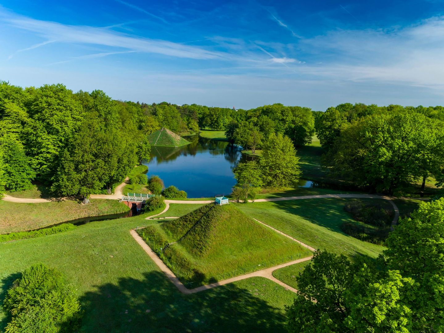 Luftaufnahme des Branitzer Parks