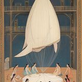 Bild einer Gruppe, die einen Zeppelinstoff bearbeitet