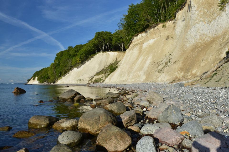 An der Steilküste auf Rügen findet man Kreidefelsen. Ihr Baumaterial: Kalkablagerungen, die vor 70 Millionen Jahren entstanden