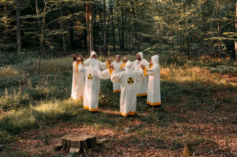 Münsterländer Performancegruppe im Wald 1.2511
