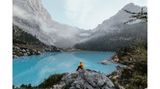 Der Sorapissee, auch das türkisfarbene Juwel der Dolomiten genannt. Feine Gletscherablagerungen und Mineralien im Wasser verleihen dem See seine besondere Farbe. 