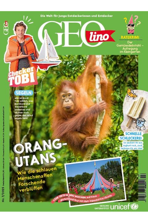 Cover GEOlino 07-2025: Orang-Utans