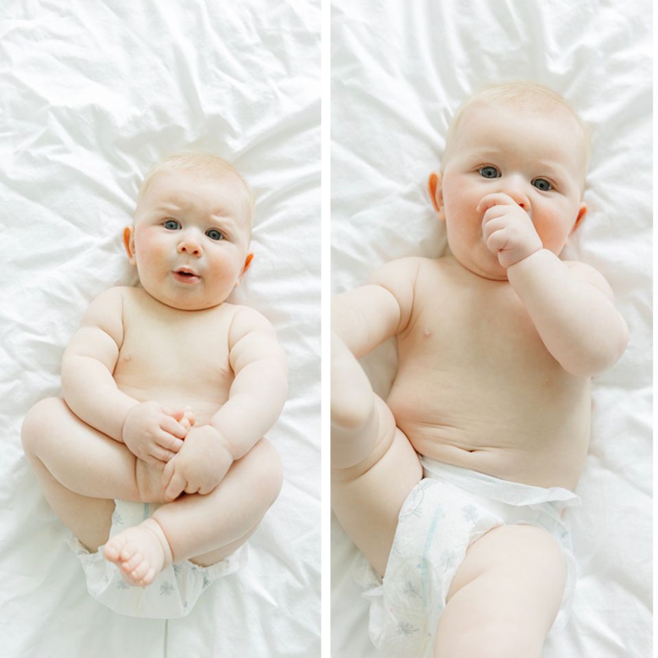 Ein Baby mit drei verschiedenen Ausdrücken