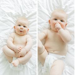 Ein Baby mit drei verschiedenen Ausdrücken