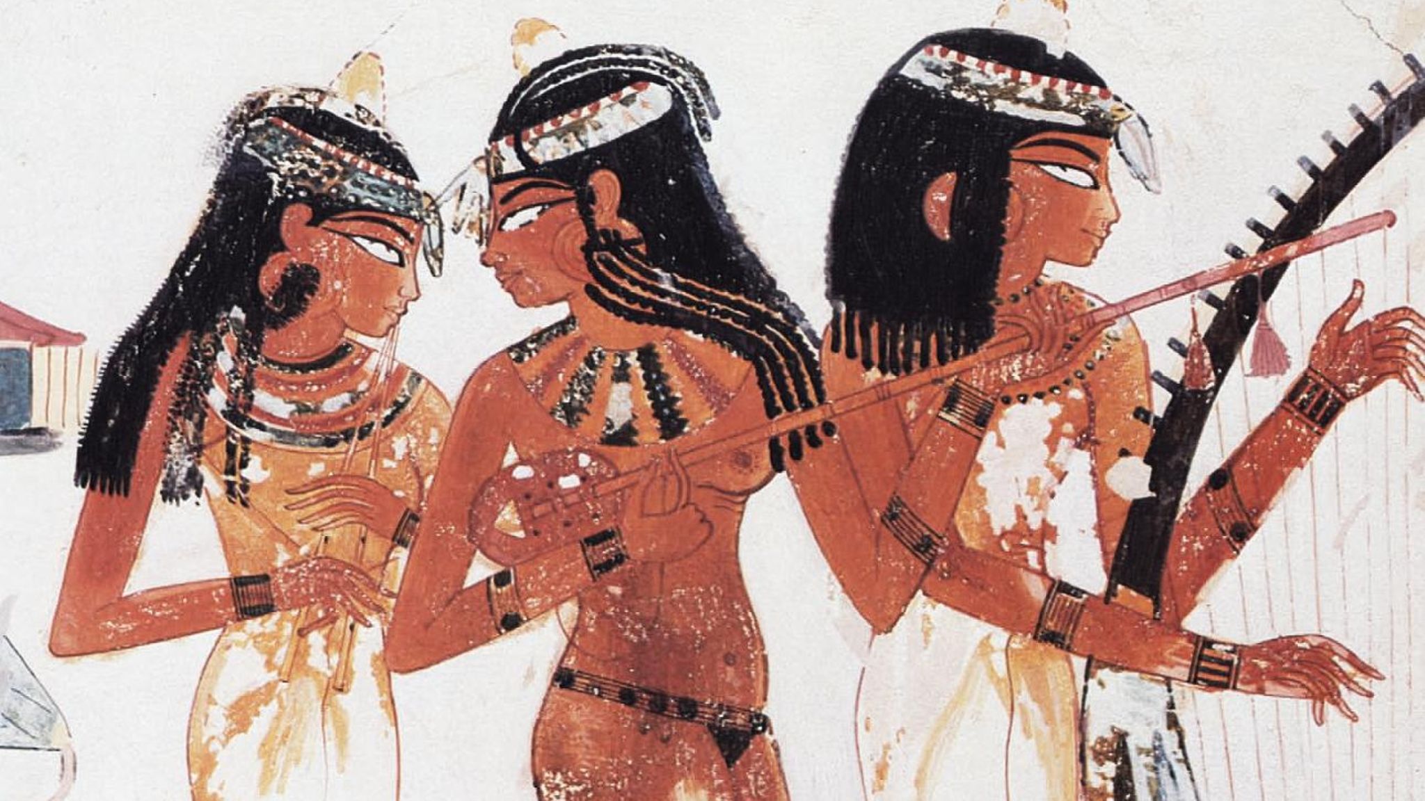 Ägypten: Das gewaltsame Ende ereilt Ramses inmitten seiner Haremsdamen, die den Herrscher – wie die Frauen auf dieser Grabmalerei – unter anderem mit Musik unterhalten Das gewaltsame Ende ereilt Ramses inmitten seiner Haremsdamen, die den Herrscher – wie die Frauen auf dieser Grabmalerei – unter anderem mit Musik unterhalten