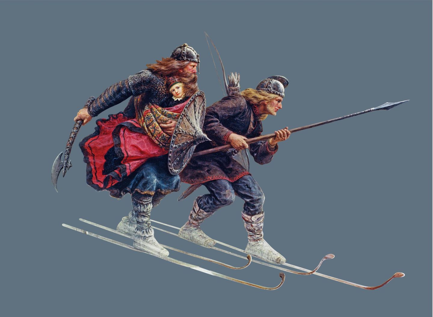 Königssohn Haakon mit 2 Kriegern