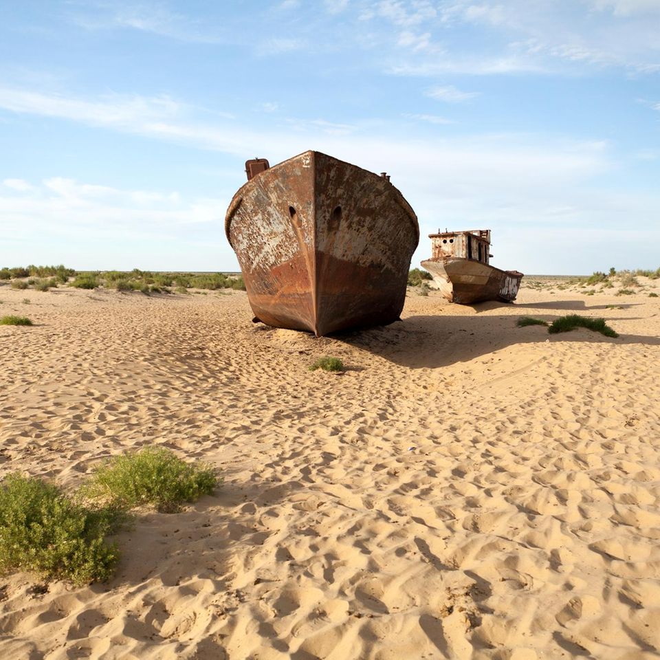 Rostige Schiffe im Sand