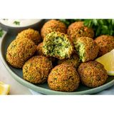 Zutaten für vier Personen:  200 g Kichererbsen, getrocknete  1 Scheibe Toastbrot, altbackenes  1 Zwiebel  4 Knoblauchzehen  ½ Bund Petersilie  2 TL Korianderpulver  2 TL Kreuzkümmelpulver  Salz und Pfeffer  1 TL Backpulver  2 EL Mehl  1 Liter Öl zum Frittieren  1    Zitrone     Das ganze Rezept findet ihr hier.