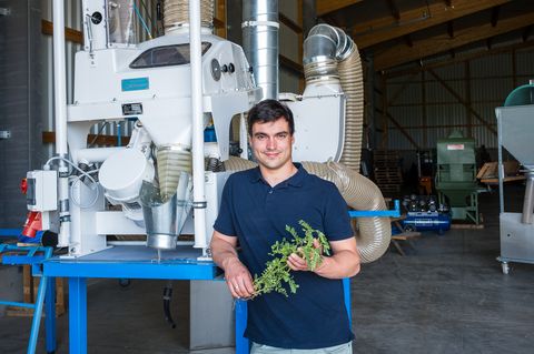 Vor dem Verkauf: Landwirt Albert Bickert setzt auf Hightech, um Hülsenfrüchte zu reinigen