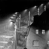 Erleuchtete Grenzanlage in Berlin Heinersdorf 1967