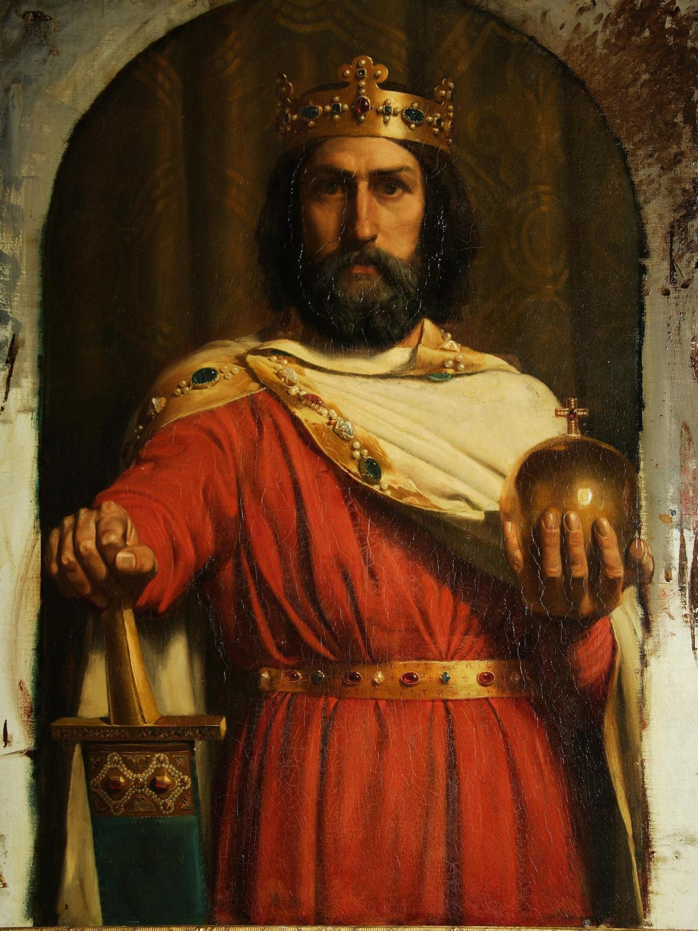 Karl der Große mit Krone (Gemälde von Ernest Meissonier, um 1840)