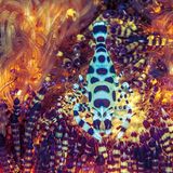 Feuerseeigel, auf dem eine Partnergarnele hockt