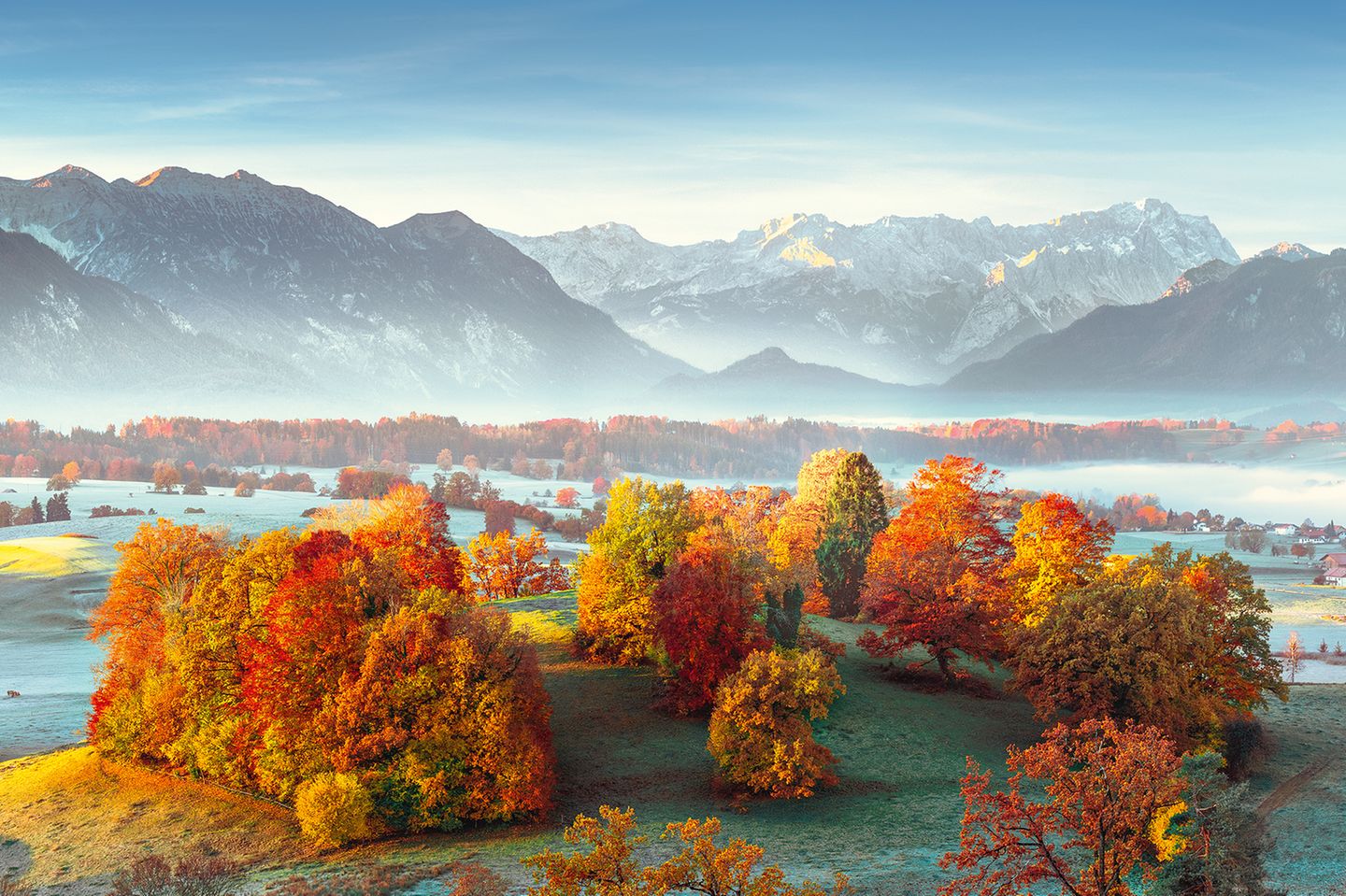 Bunt gefärbte Laubbäume im Werdenfelser Land
