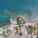 Luftaufnahme von Liman Tepe, eine archäologische Stadt in der Türkei