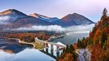 Lake sylvester - Sylvensteinspeicher at Autmun, Sylvensteinsee, Bavaria, Germany