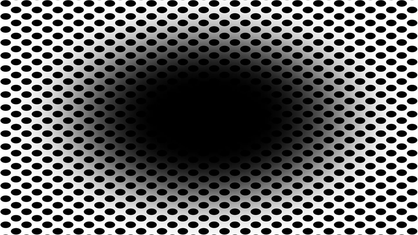 Sehen Sie hier einen sich ausdehnenden schwarzen Fleck? Das ist völlig normal – aber eine Täuschung  Copyright: Laeng, Nabil, and Kitaoka / CC BY 4.0