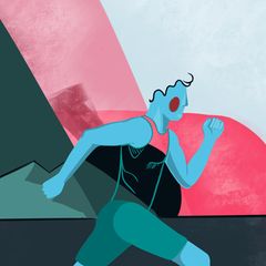 Farbige Illustration: Mann beim Joggen in Trainingskleidung