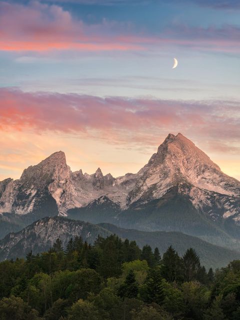 Blick auf den Watzmann im Abendlicht