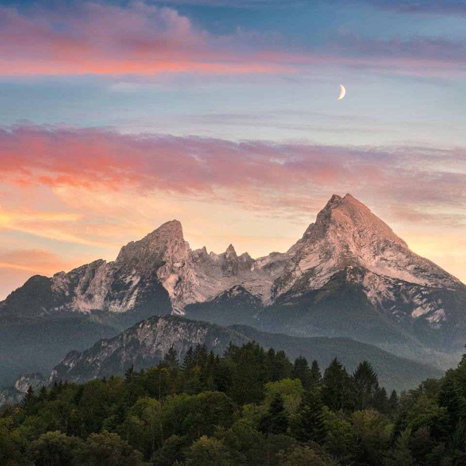 Blick auf den Watzmann im Abendlicht