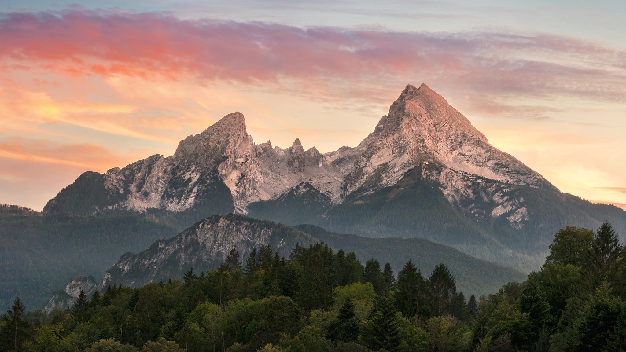 Blick auf den Watzmann im Abendlicht