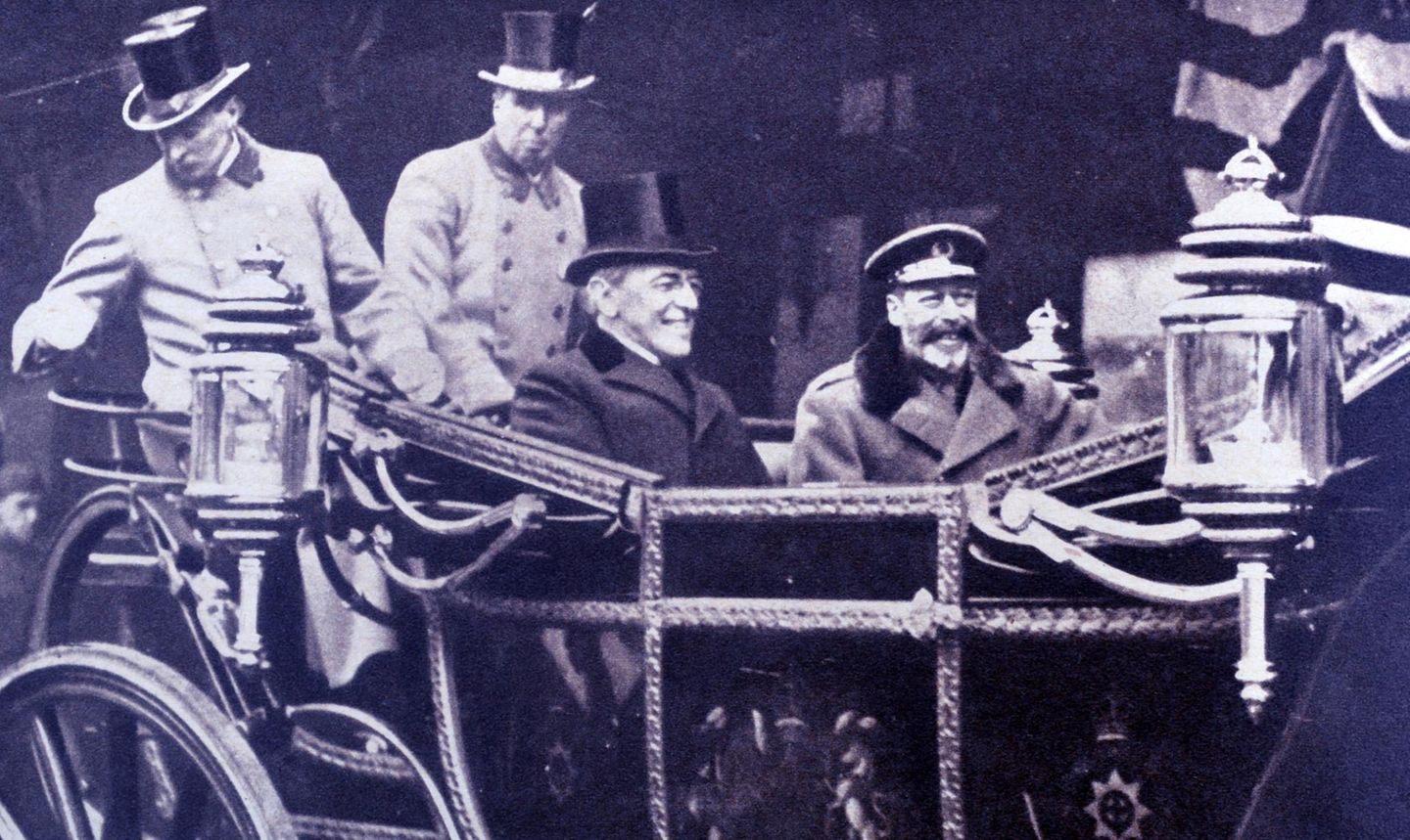 Präsident Wilson und König George V. in einer Kutsche