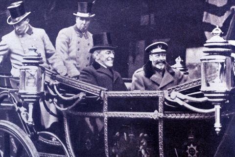 Präsident Wilson und König George V. in einer Kutsche