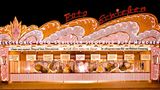 Ein rosa-orangener Schießstand