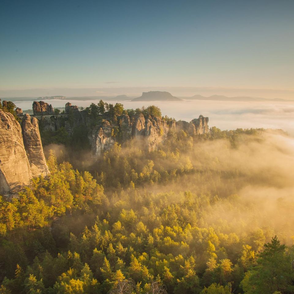 Sächsische Schweiz Sonnenaufgang in der sächsischen Schweiz