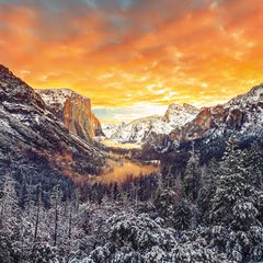 Nebel im Yosemite Valley in der Sierra Nevada