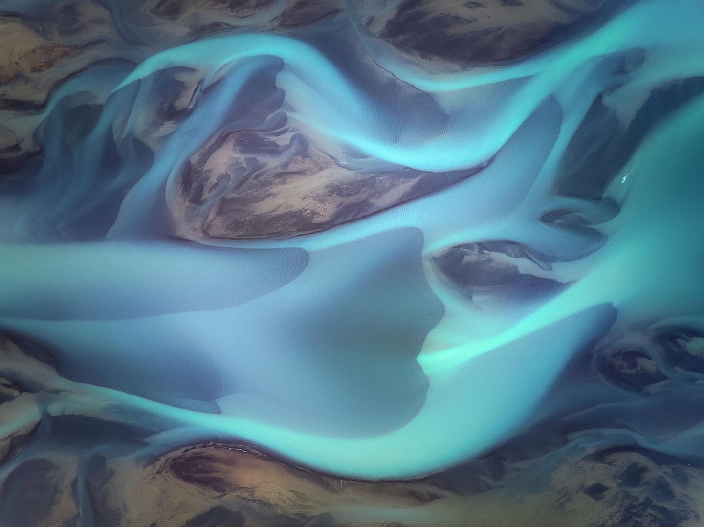 Landschaft Islands von oben fotografiert