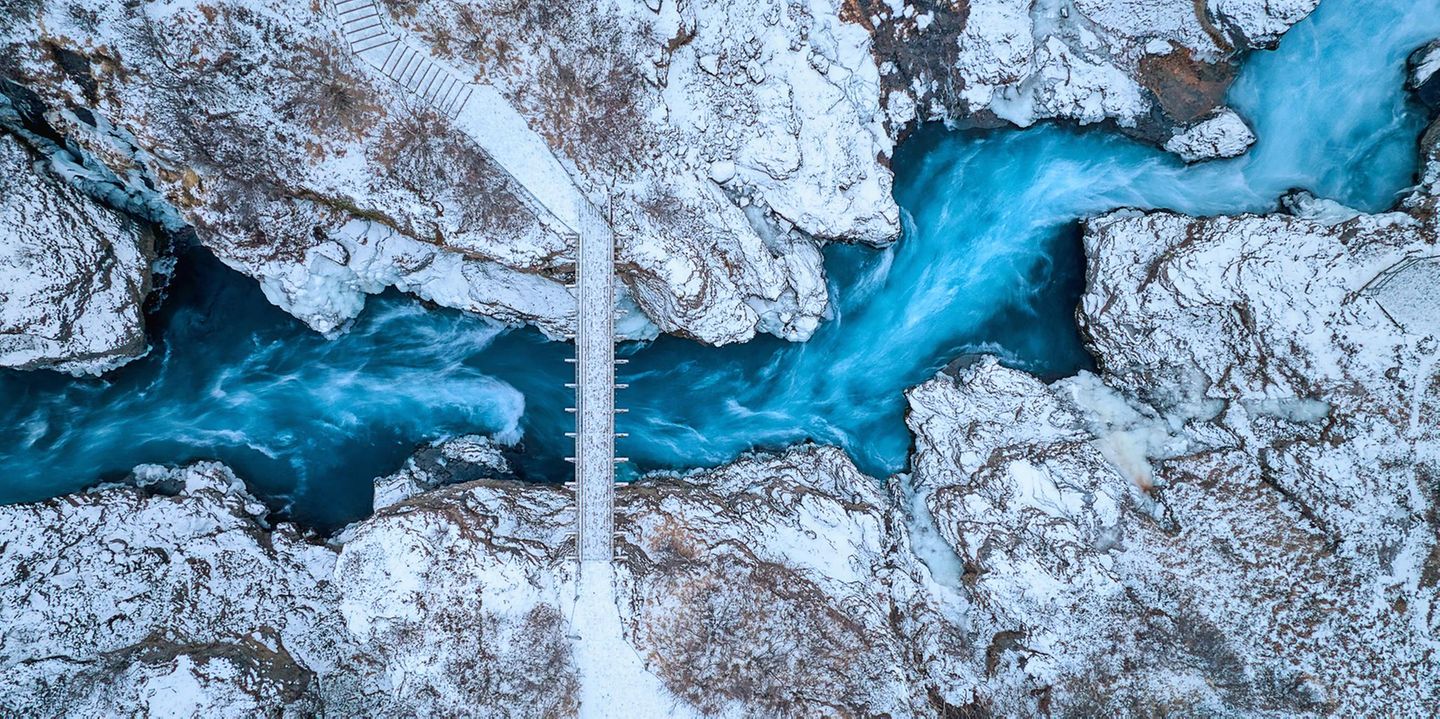 Brücke über den Fluss Hvítá, Island