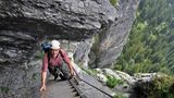 Kletterer auf dem Klettersteig Pinut
