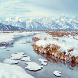 Teton Range im Januar imt Schnee